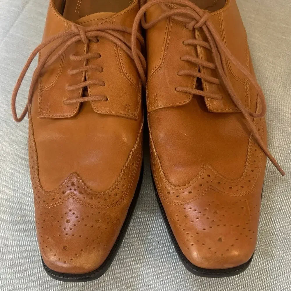 Vionic Men's Harrison Toffee/Tan Leather Wingtip Oxford Dress Shoes SZ 7